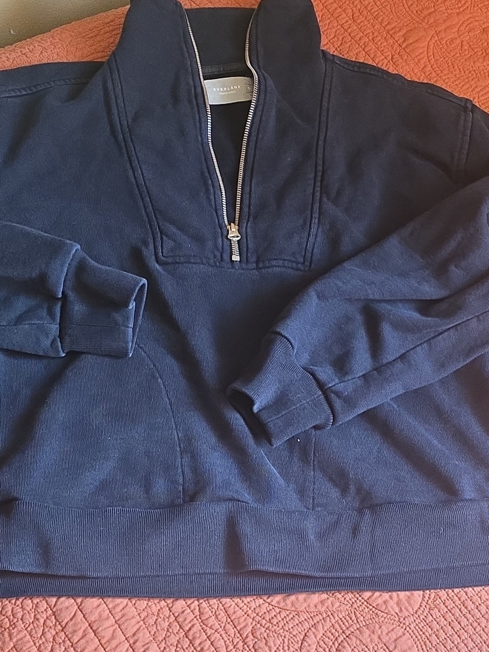 Everlane Navy Half-Zip Pullover Sweater